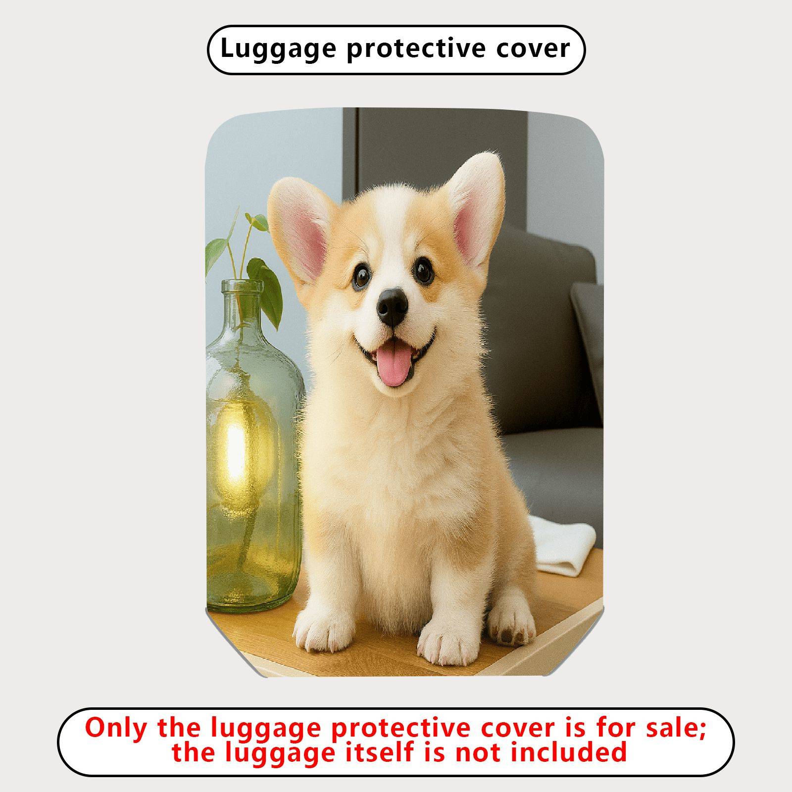 1-Piece Cute Corgi Puppy Dog Animal Happy Pet  Suitcase Luggage Cover, Stretch Protective Sleeve