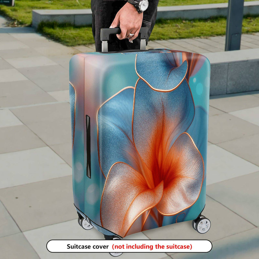1-Piece Abstract Floral Blue Orange Artistic Luggage  Suitcase Luggage Cover, Stretch Protective Sleeve
