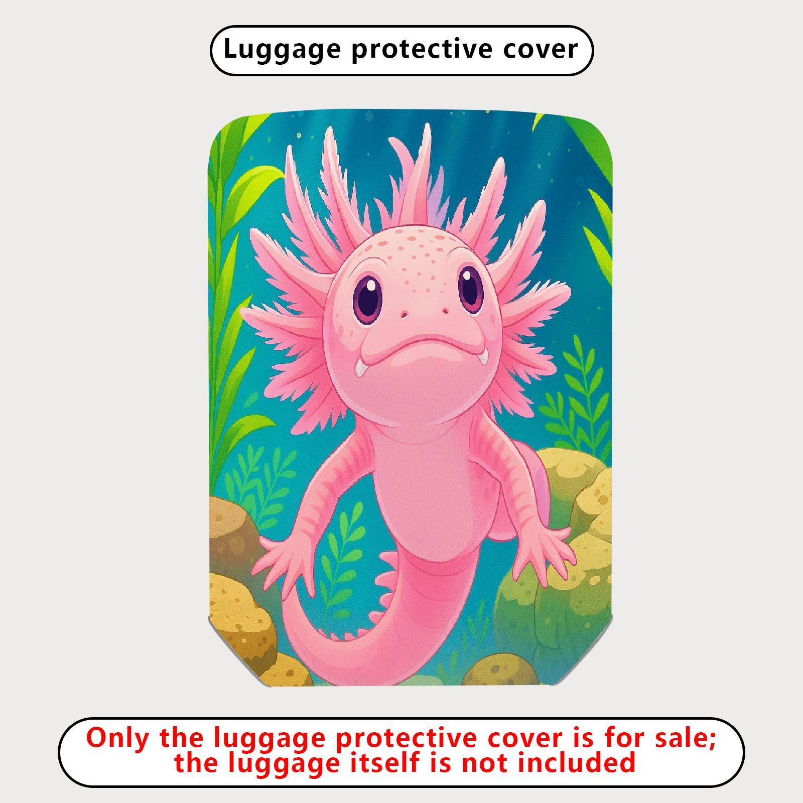 1-Piece Axolotl Underwater Cute Playful Fun Whimsical  Suitcase Luggage Cover, Stretch Protective Sleeve