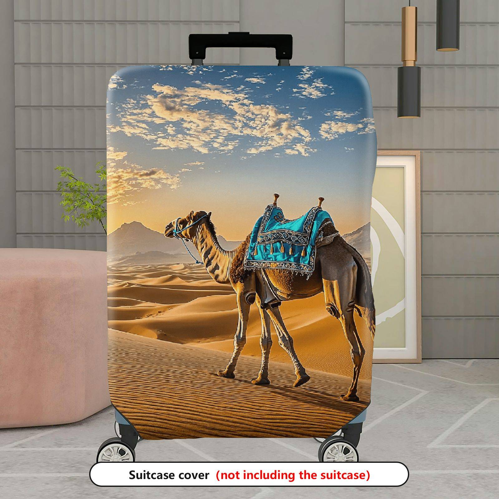 1-Piece Desert Camel Sunset Scenic Nature Artistic  Suitcase Luggage Cover, Stretch Protective Sleeve
