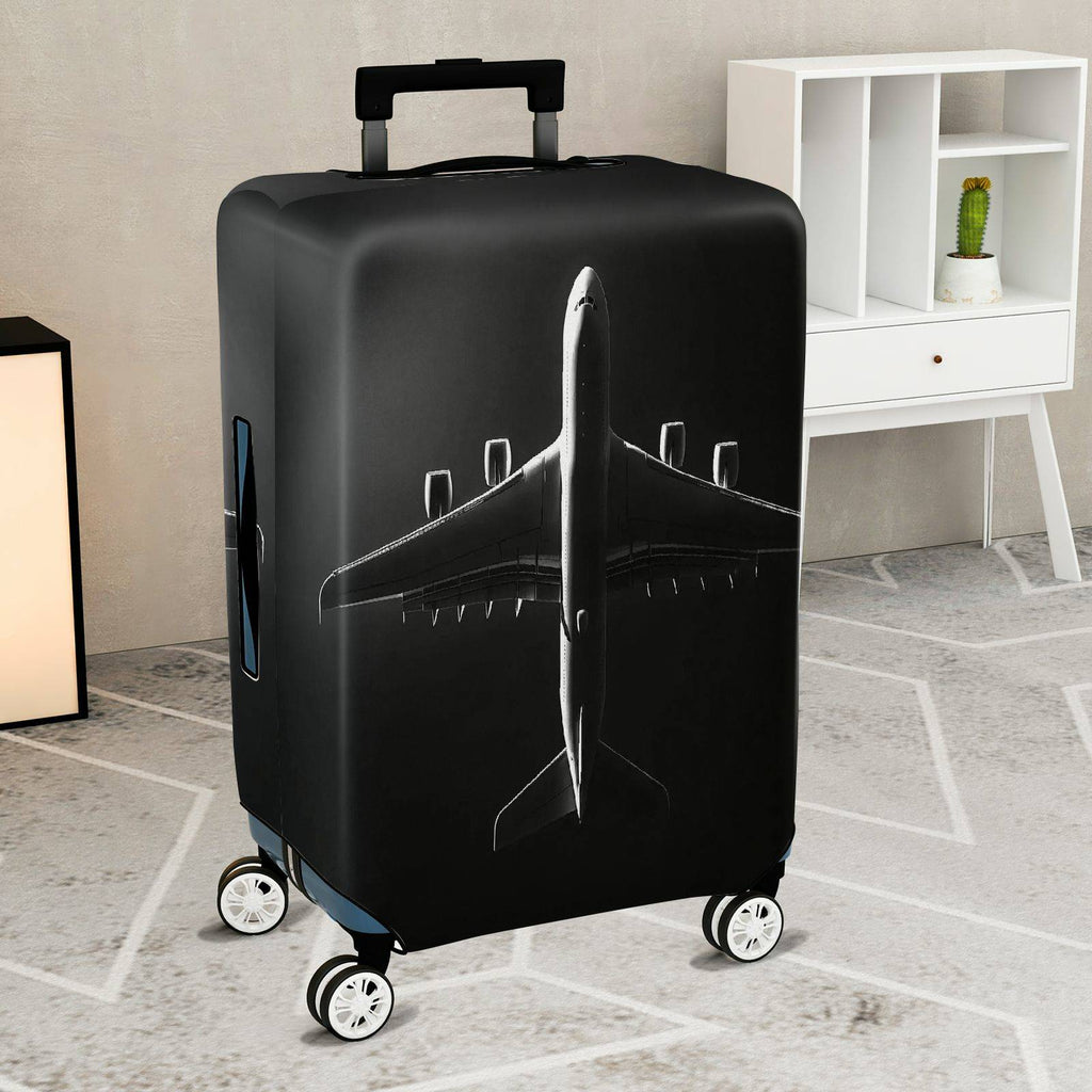 1-Piece Airplane Travel Adventure Design Black Stylish Modern Minimalist  Suitcase Luggage Cover, Stretch Protective Sleeve