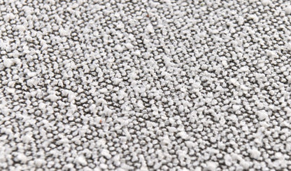 Lot de 2 chaises de salle à manger en tissu bouclette gris et blanc &amp; métal noir Mona