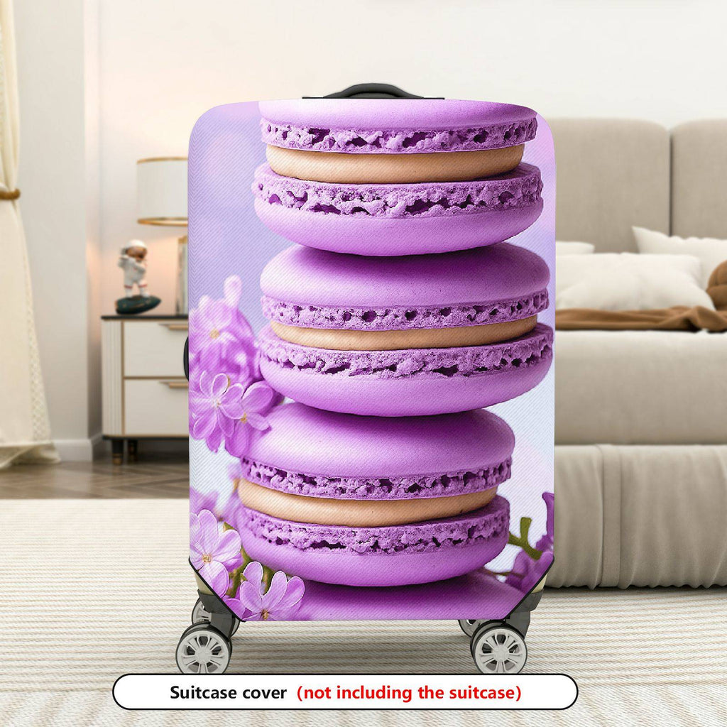 1-Piece Purple Macaron Floral Spring Vibrant Aesthetic  Suitcase Luggage Cover, Stretch Protective Sleeve