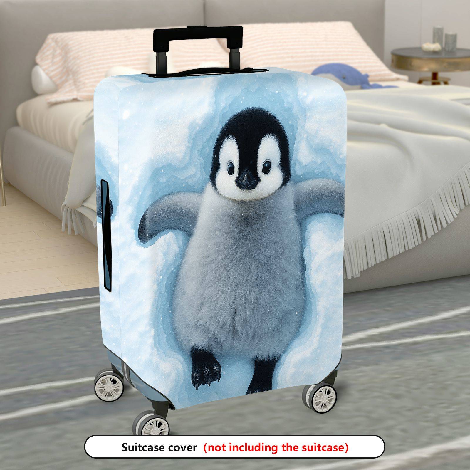 1-Piece Cute Penguin Snow Winter Travel  Suitcase Luggage Cover, Stretch Protective Sleeve