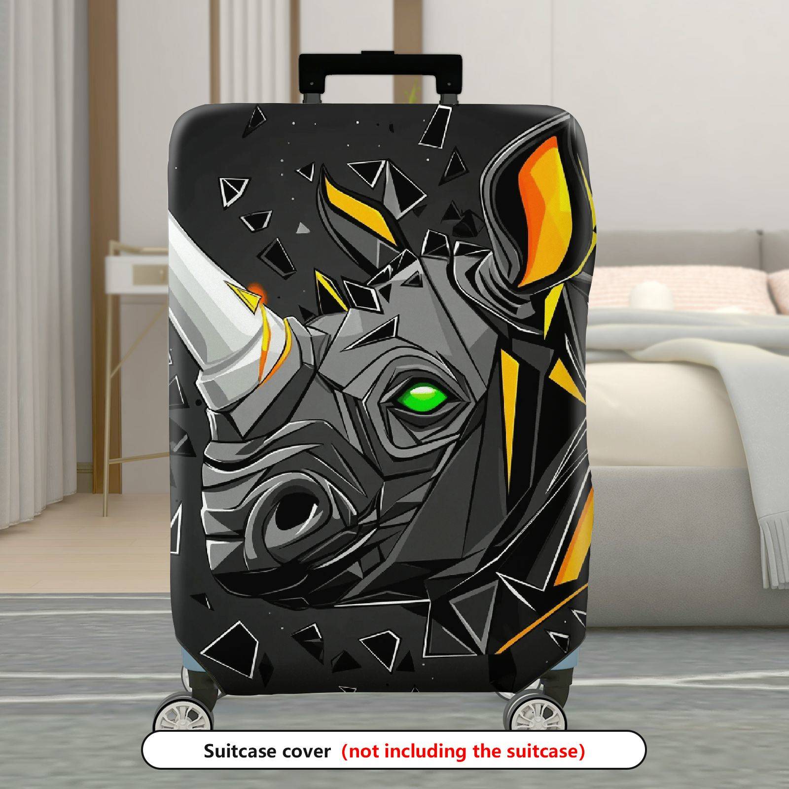 1-Piece Abstract Geometric Animal Horns Colorful Eye Rhino  Suitcase Luggage Cover, Stretch Protective Sleeve