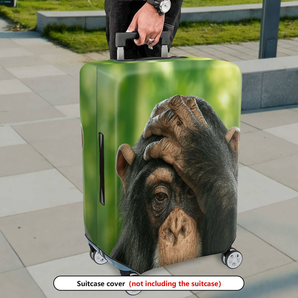 1-Piece Cute Monkey Forest Green Animal Nature Funny  Suitcase Luggage Cover, Stretch Protective Sleeve