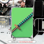 1-Piece Gaming Sword Pixel Art Green Block Geometric Fun  Suitcase Luggage Cover, Stretch Protective Sleeve