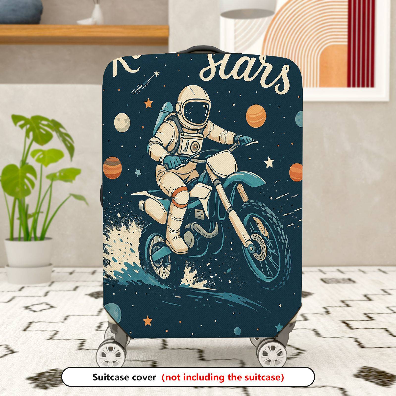 1-Piece Astronaut Motorbike Space Planet Star Galaxy  Suitcase Luggage Cover, Stretch Protective Sleeve
