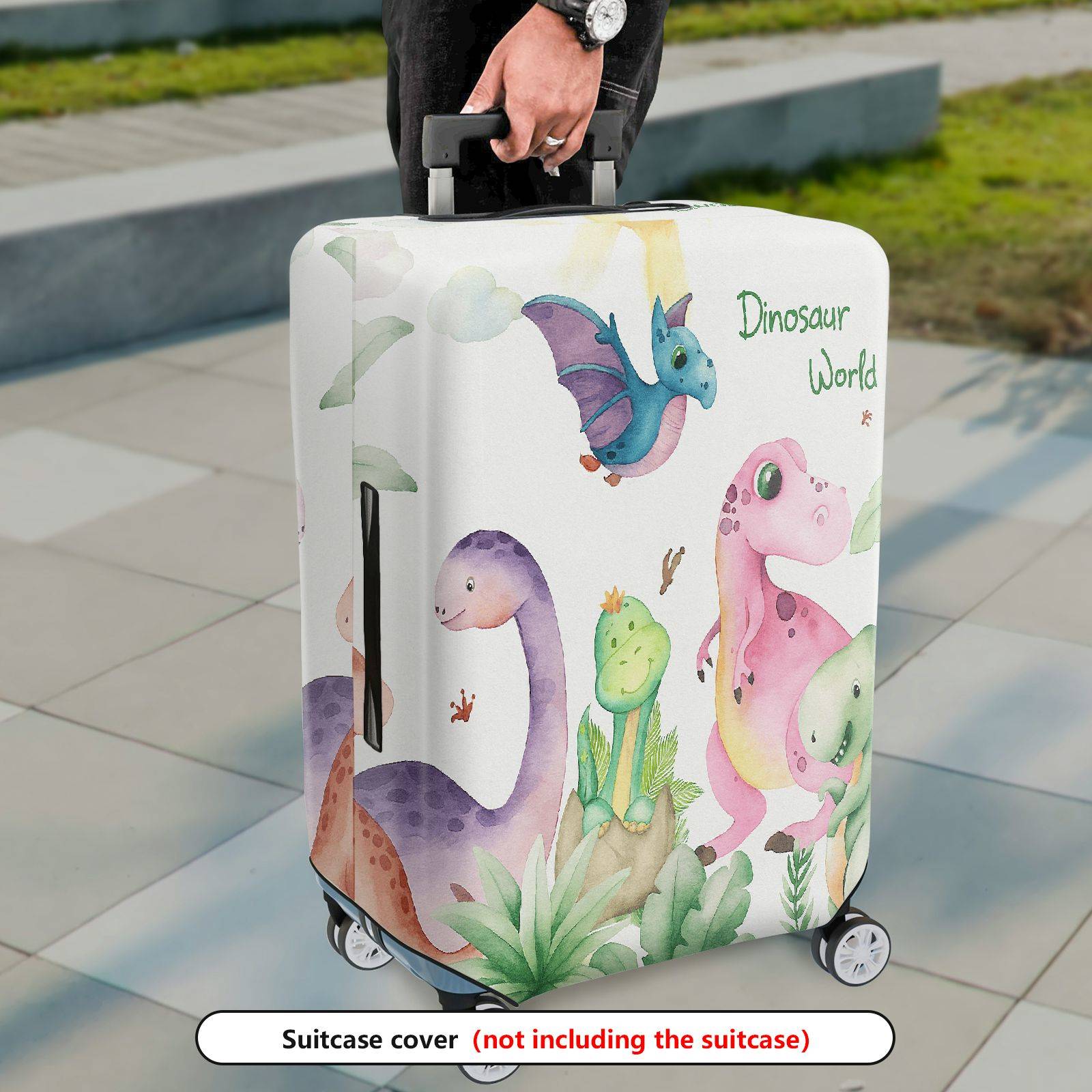 1-Piece Colorful Dinosaur Plant Animal Cute  Suitcase Luggage Cover, Stretch Protective Sleeve
