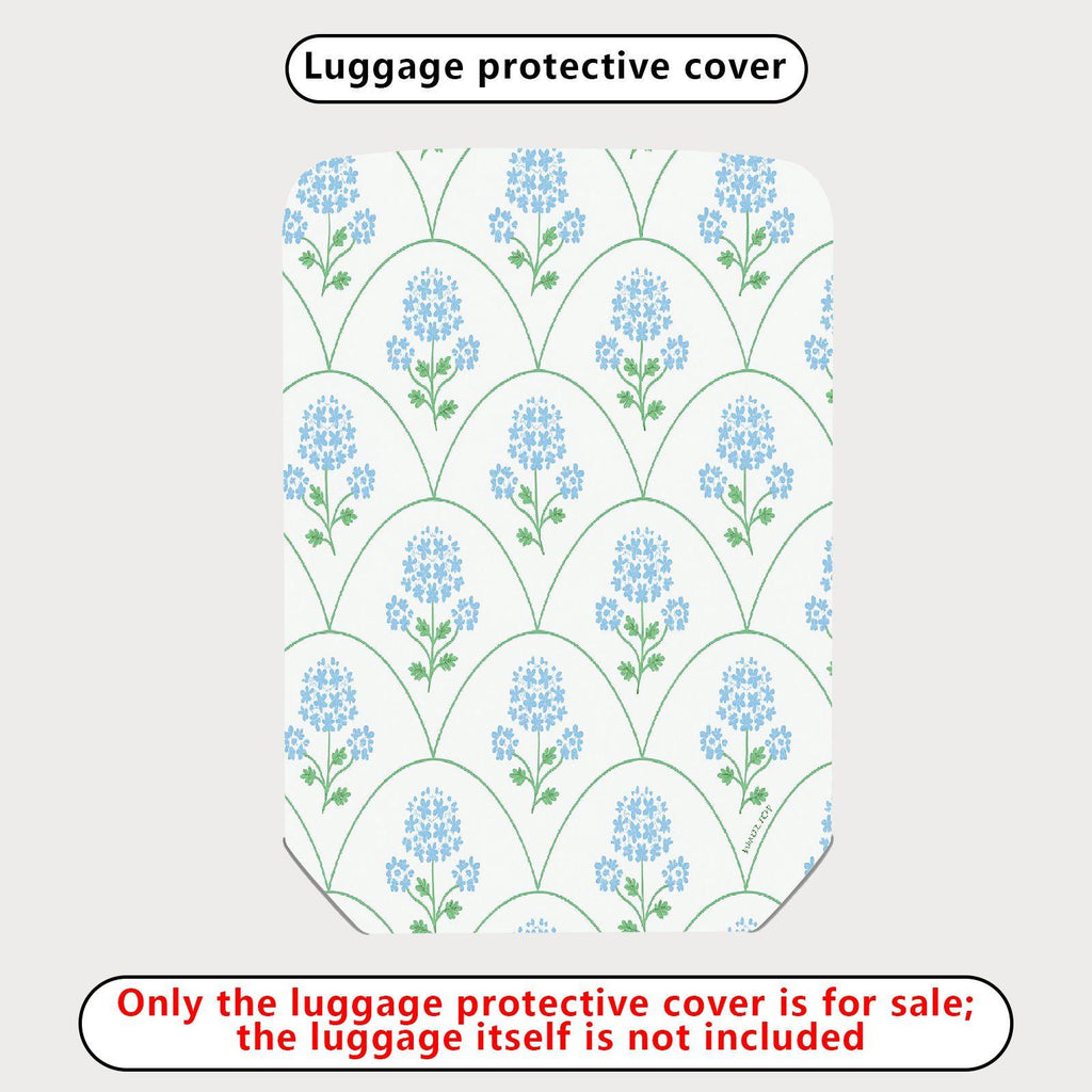 1-Piece Blue Floral Pattern Decorative Travel Holiday Elegant Stylish  Suitcase Luggage Cover, Stretch Protective Sleeve
