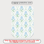 1-Piece Blue Floral Pattern Decorative Travel Holiday Elegant Stylish  Suitcase Luggage Cover, Stretch Protective Sleeve
