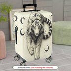 1-Piece Black White Tiger Moon Artistic Style  Suitcase Luggage Cover, Stretch Protective Sleeve