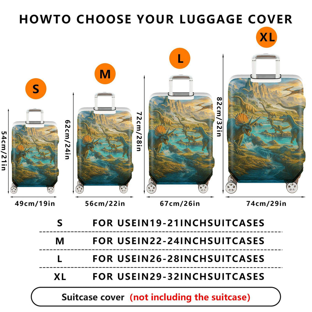 1-Piece Prehistoric Dinosaur Landscape Nature Adventure Wilderness Fossil  Suitcase Luggage Cover, Stretch Protective Sleeve