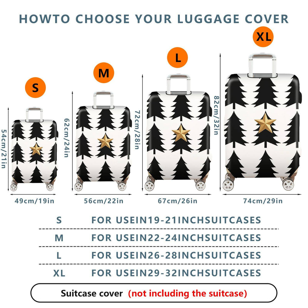 1-Piece Christmas Tree Star Holiday Festive Luggage  Suitcase Luggage Cover, Stretch Protective Sleeve