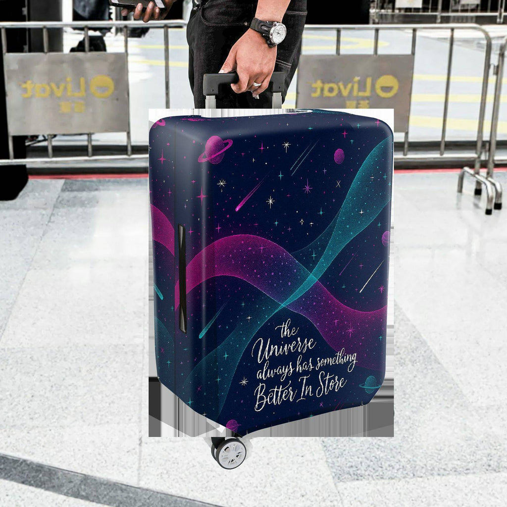 1-Piece Universe Galaxy Stars Planets Cosmic Quote  Suitcase Luggage Cover, Stretch Protective Sleeve