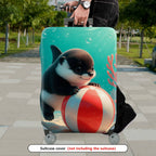 1-Piece Cute Penguin Coral Sea Bubble Beach Ball  Suitcase Luggage Cover, Stretch Protective Sleeve