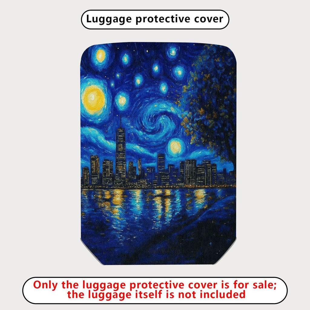 1-Piece Starry Night City Skyline Abstract Artistic Landscape  Suitcase Luggage Cover, Stretch Protective Sleeve