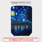 1-Piece Starry Night City Skyline Abstract Artistic Landscape  Suitcase Luggage Cover, Stretch Protective Sleeve