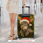 1-Piece Christmas Donkey Santa Ornament Festive Holiday  Suitcase Luggage Cover, Stretch Protective Sleeve
