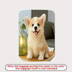 1-Piece Cute Corgi Puppy Dog Animal Happy Pet  Suitcase Luggage Cover, Stretch Protective Sleeve