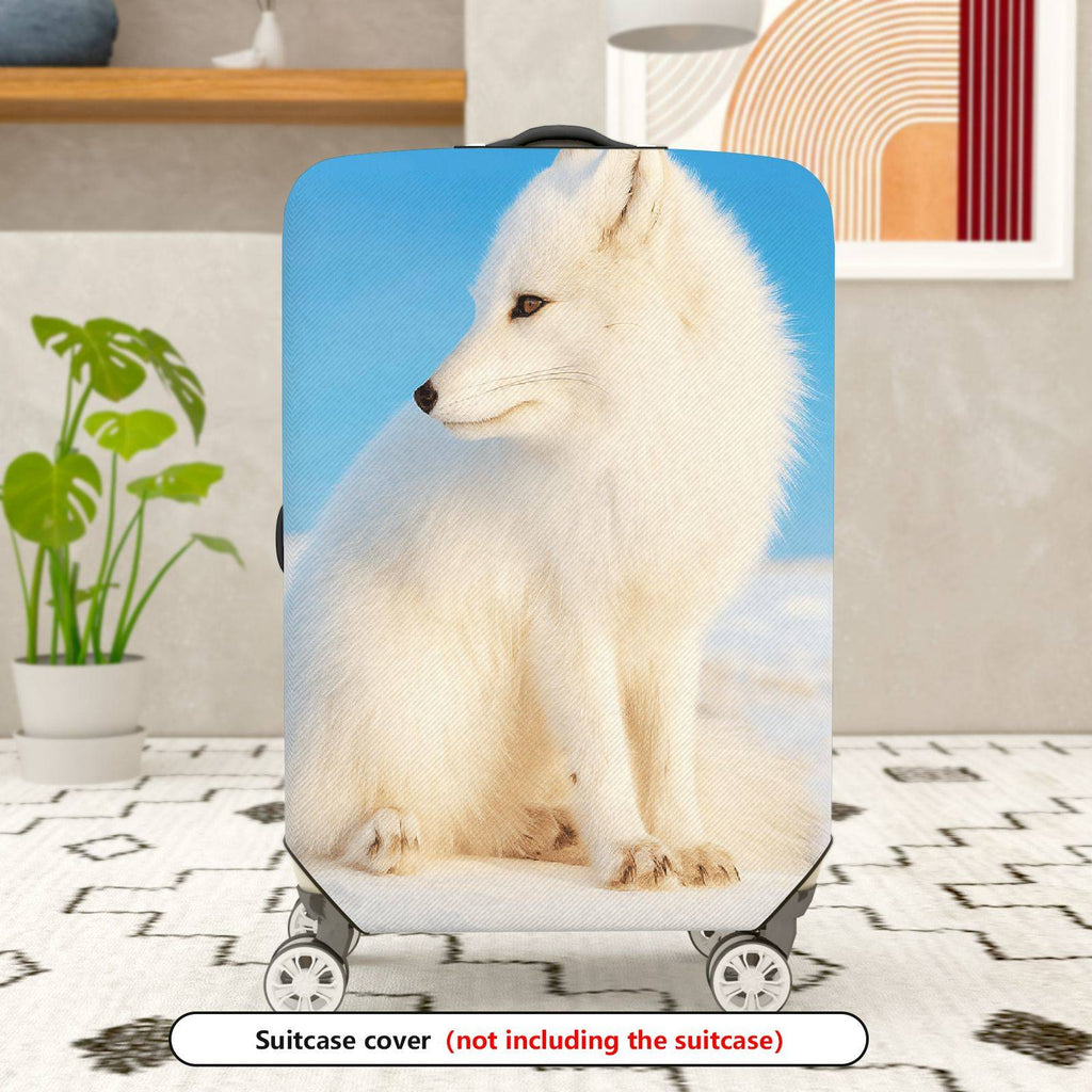 1-Piece Arctic Fox Winter Blue White Nature Animal  Suitcase Luggage Cover, Stretch Protective Sleeve