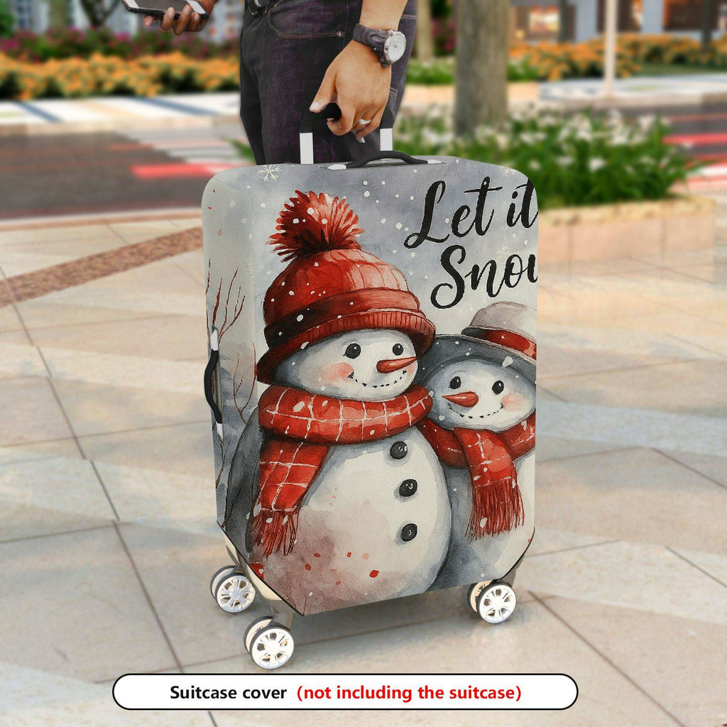 1-Piece Snowman Winter Christmas Holiday Festive  Suitcase Luggage Cover, Stretch Protective Sleeve