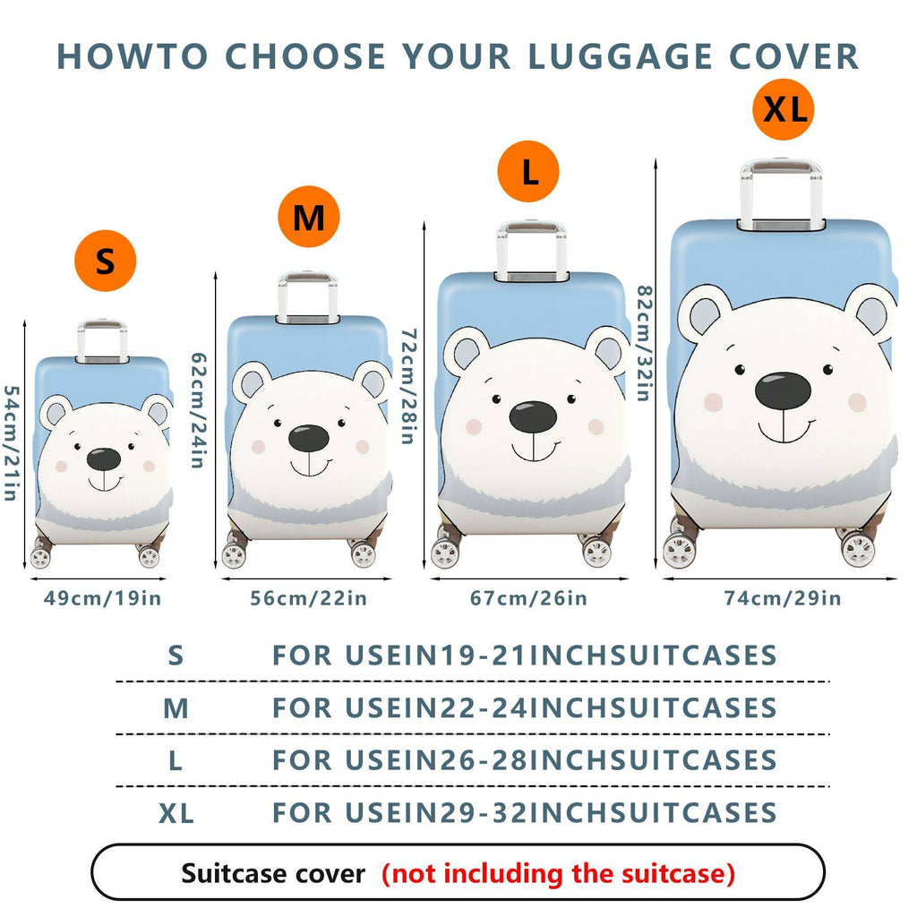 1-Piece Polar Bear Blue Cute Fun Travel Luggage  Suitcase Luggage Cover, Stretch Protective Sleeve