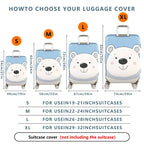1-Piece Polar Bear Blue Cute Fun Travel Luggage  Suitcase Luggage Cover, Stretch Protective Sleeve