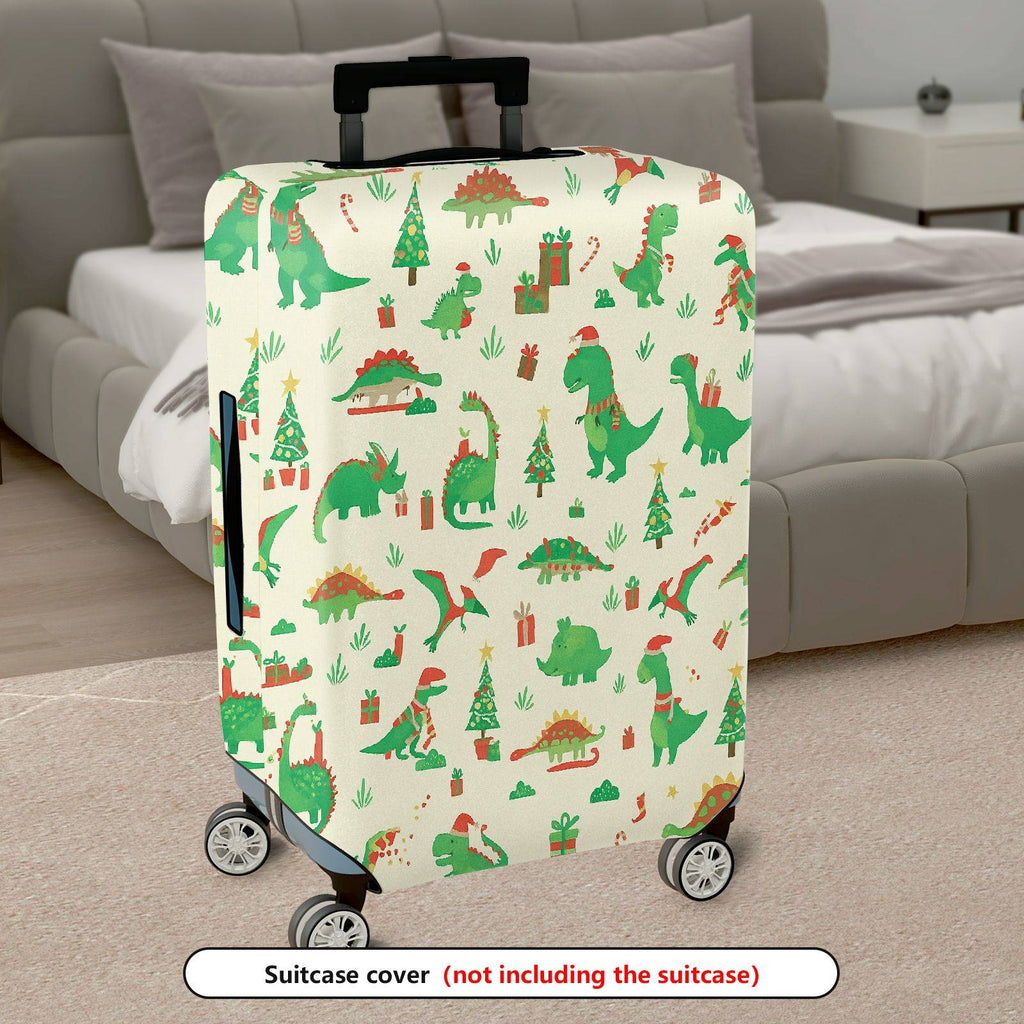 1-Piece Christmas Dinosaur Gift Tree Holiday Snow  Suitcase Luggage Cover, Stretch Protective Sleeve