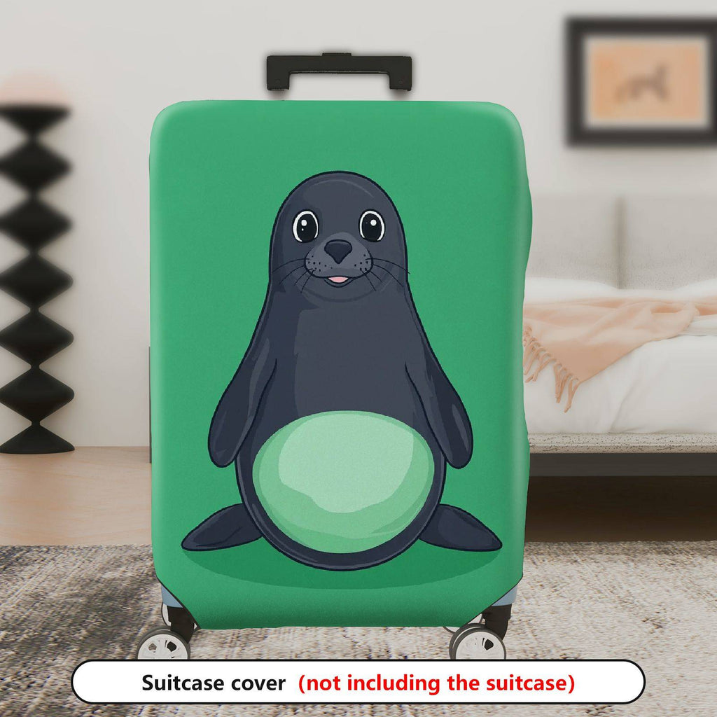 1-Piece Seal Green Playful Cute Animal Fun  Suitcase Luggage Cover, Stretch Protective Sleeve