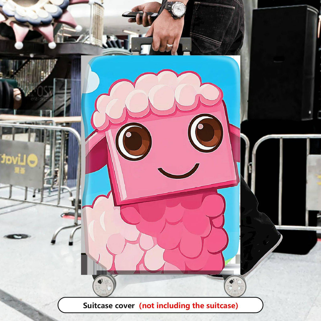 1-Piece Cute  Pink Sheep Fun Whimsical Playful  Suitcase Luggage Cover, Stretch Protective Sleeve