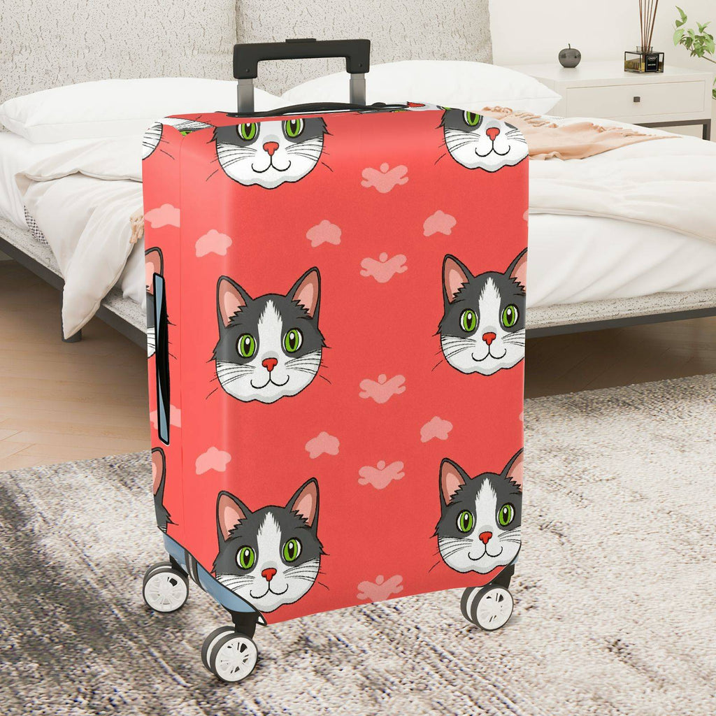 1-Piece Cat Animal  Cute Fun Playful Design  Suitcase Luggage Cover, Stretch Protective Sleeve