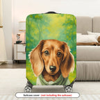 1-Piece Cute Dog Forest Green Artistic  Suitcase Luggage Cover, Stretch Protective Sleeve