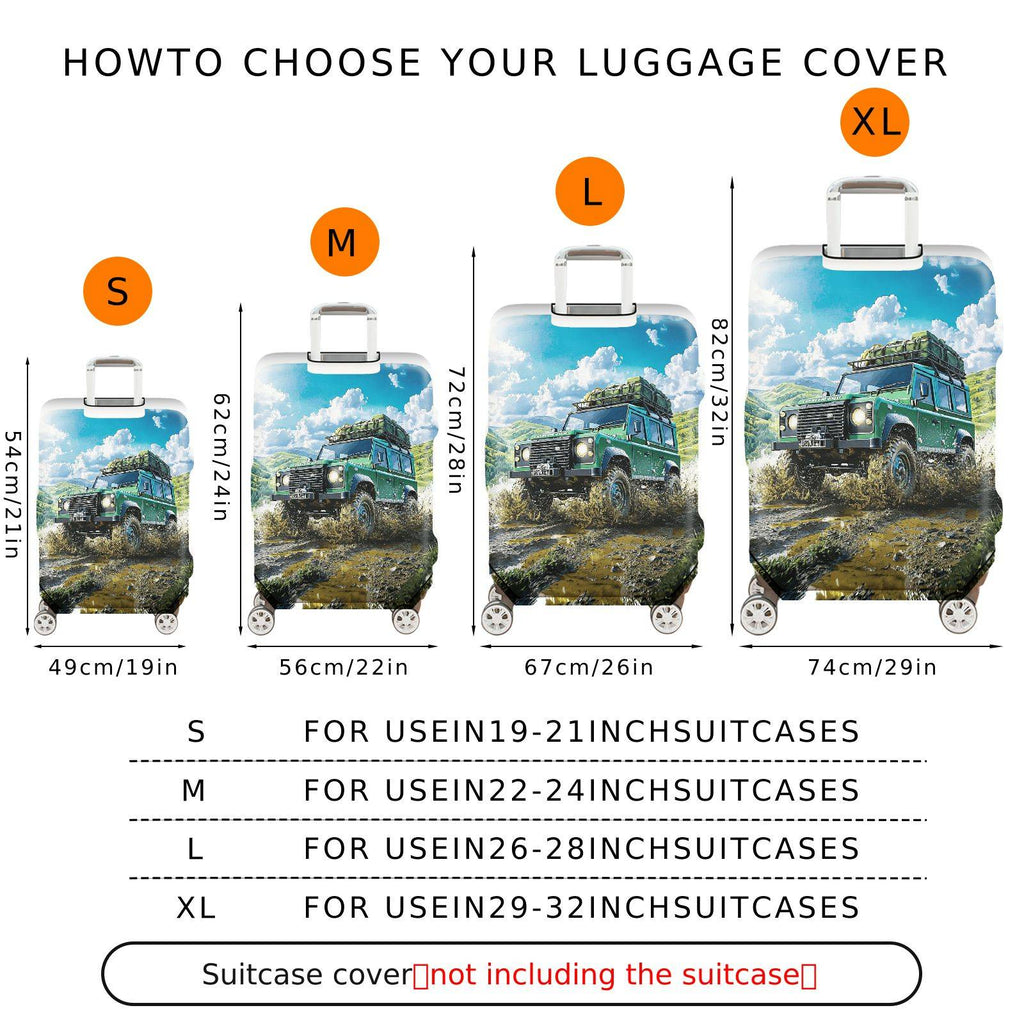 1-Piece Adventure Off-road Scenic Nature Travel Land Rover  Suitcase Luggage Cover, Stretch Protective Sleeve
