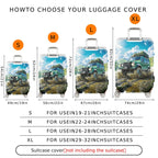 1-Piece Adventure Off-road Scenic Nature Travel Land Rover  Suitcase Luggage Cover, Stretch Protective Sleeve