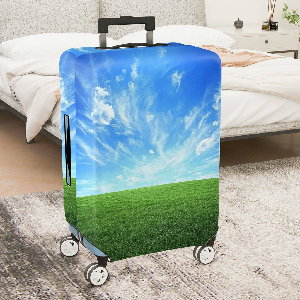 1-Piece Blue Sky Green Field Nature Scenic Landscape  Suitcase Luggage Cover, Stretch Protective Sleeve