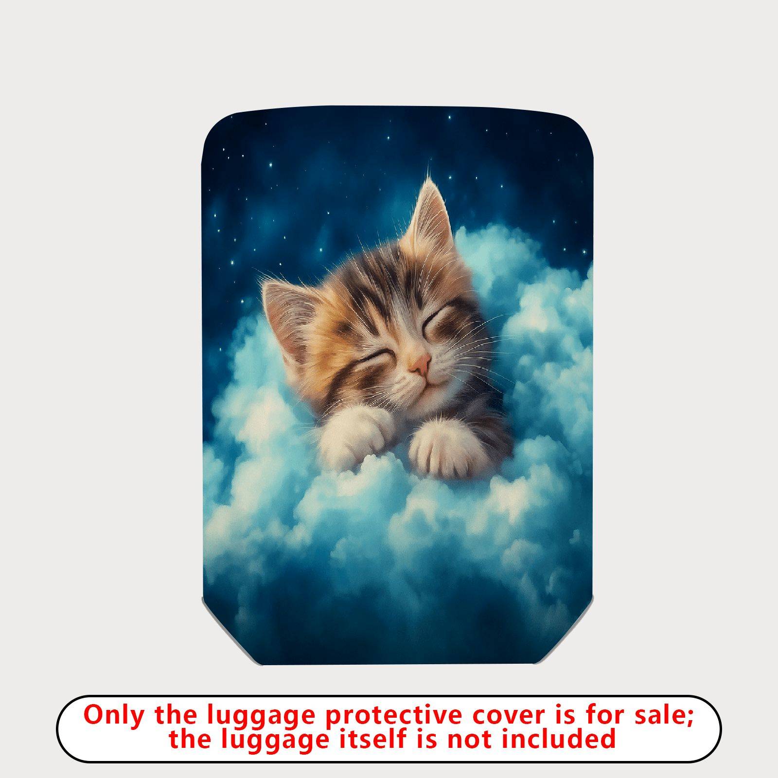 1-Piece Cute Sleepy Kitten Cloud Starry Dream  Suitcase Luggage Cover, Stretch Protective Sleeve