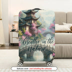 1-Piece Traditional Asian Watercolor Landscape Zen Nature  Suitcase Luggage Cover, Stretch Protective Sleeve