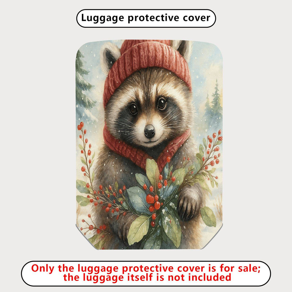 1-Piece Raccoon Winter Holiday Nature Pattern  Suitcase Luggage Cover, Stretch Protective Sleeve
