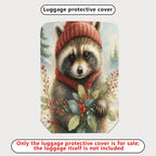 1-Piece Raccoon Winter Holiday Nature Pattern  Suitcase Luggage Cover, Stretch Protective Sleeve