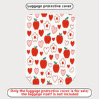 1-Piece Apple Heart Flower Love Red White  Suitcase Luggage Cover, Stretch Protective Sleeve