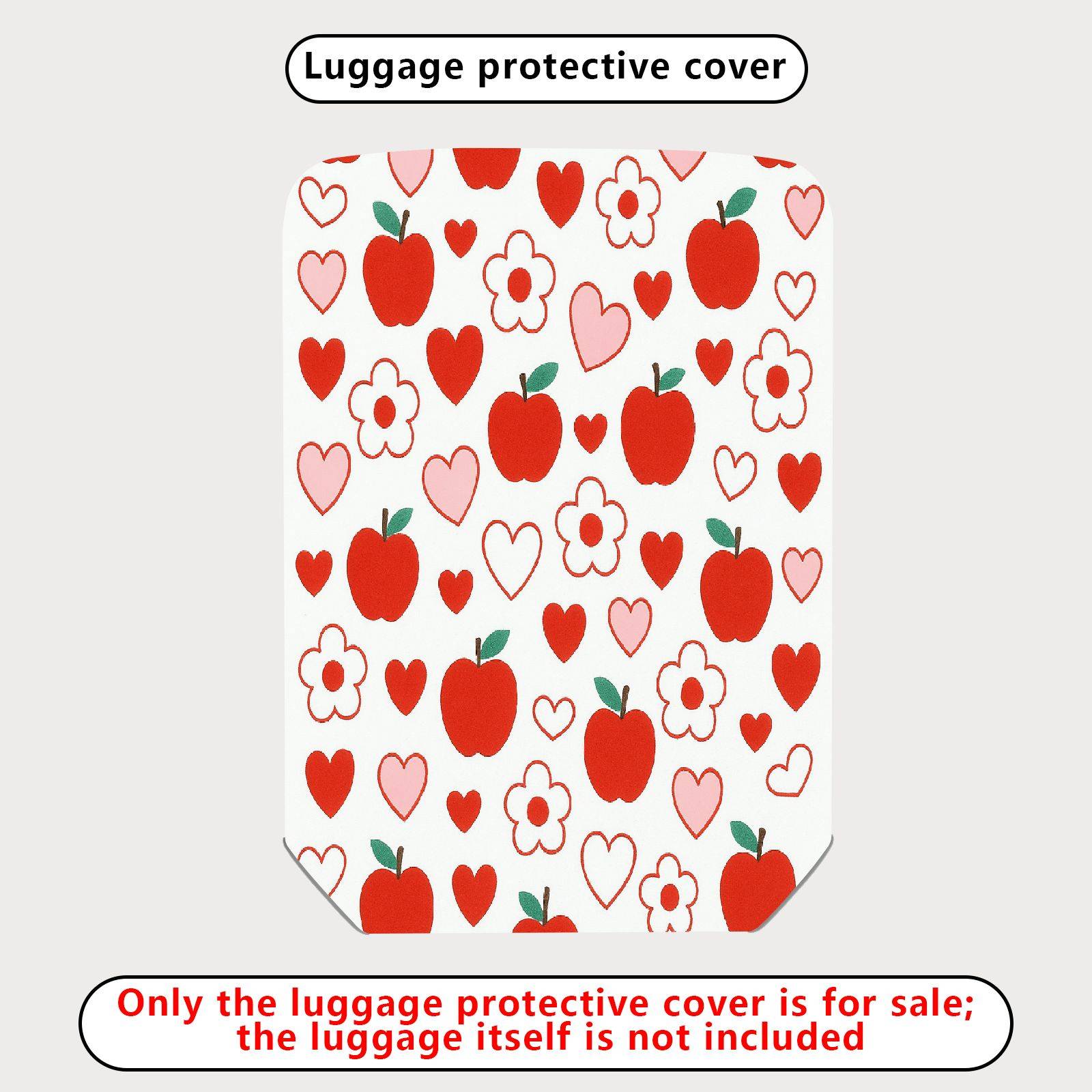 1-Piece Apple Heart Flower Love Red White  Suitcase Luggage Cover, Stretch Protective Sleeve