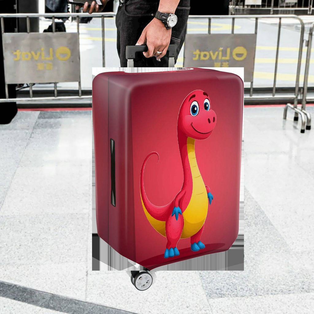 1-Piece Dinosaur Red Fun Cute Animal Travel  Suitcase Luggage Cover, Stretch Protective Sleeve
