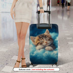 1-Piece Cute Sleepy Kitten Cloud Starry Dream  Suitcase Luggage Cover, Stretch Protective Sleeve
