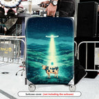 1-Piece Cow Landscape Night Sky Alien  Suitcase Luggage Cover, Stretch Protective Sleeve