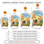 1-Piece Dog Painting Art Cute Smiling Nature Colorful  Suitcase Luggage Cover, Stretch Protective Sleeve