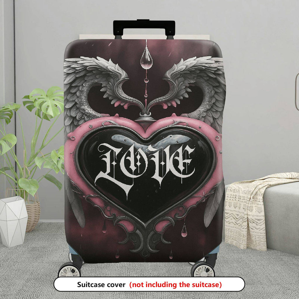 1-Piece Angel Heart Gothic Love Stylish  Suitcase Luggage Cover, Stretch Protective Sleeve