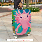 1-Piece Axolotl Underwater Cute Playful Fun Whimsical  Suitcase Luggage Cover, Stretch Protective Sleeve