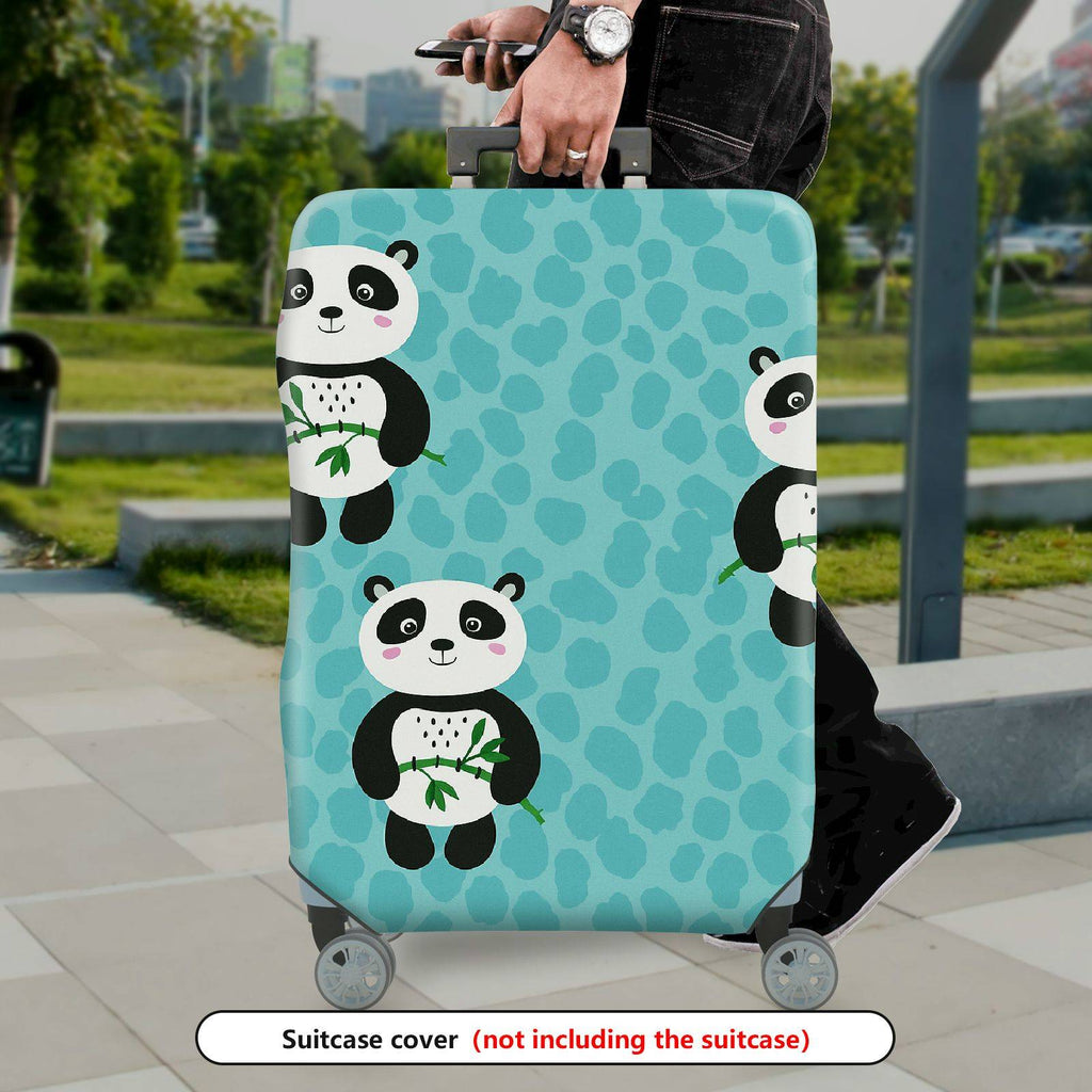 1-Piece Cute Panda Animal Pattern Blue Travel  Suitcase Luggage Cover, Stretch Protective Sleeve