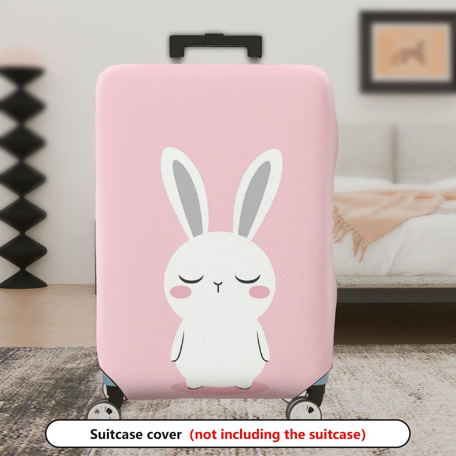 1-Piece Pink Cute Bunny  Animal Travel  Suitcase Luggage Cover, Stretch Protective Sleeve